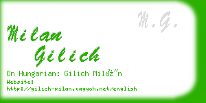 milan gilich business card